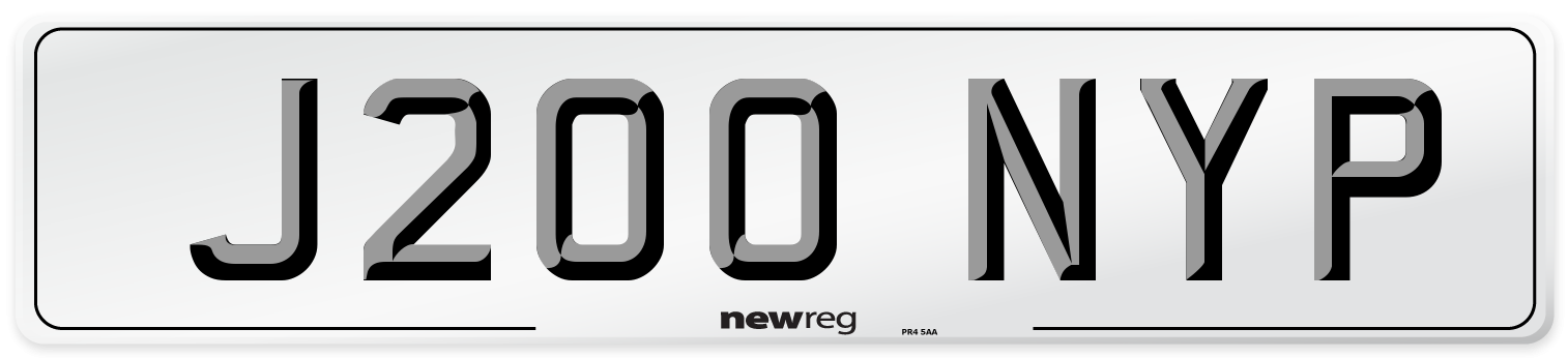 J200 NYP Number Plate from New Reg